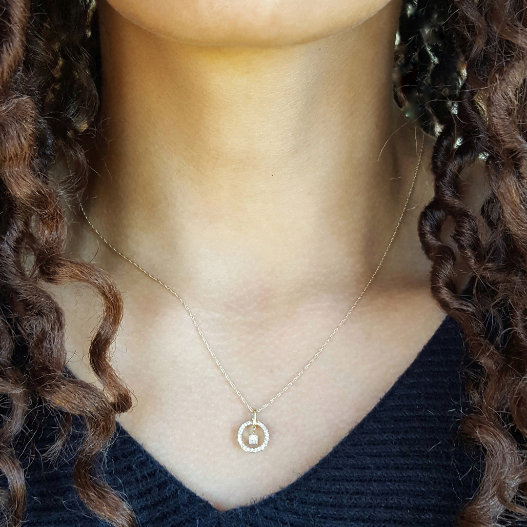 Haloed Dancing Diamond Pendant