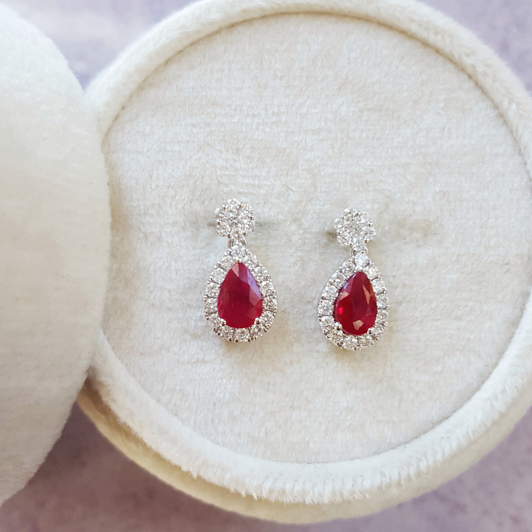Cherry Red Ruby Stud Earrings