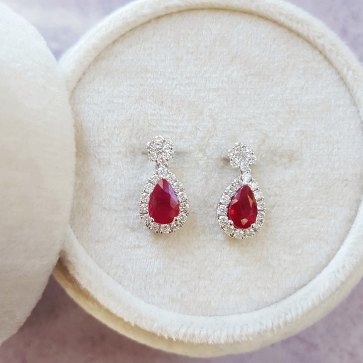 Cherry Red Ruby Stud Earrings