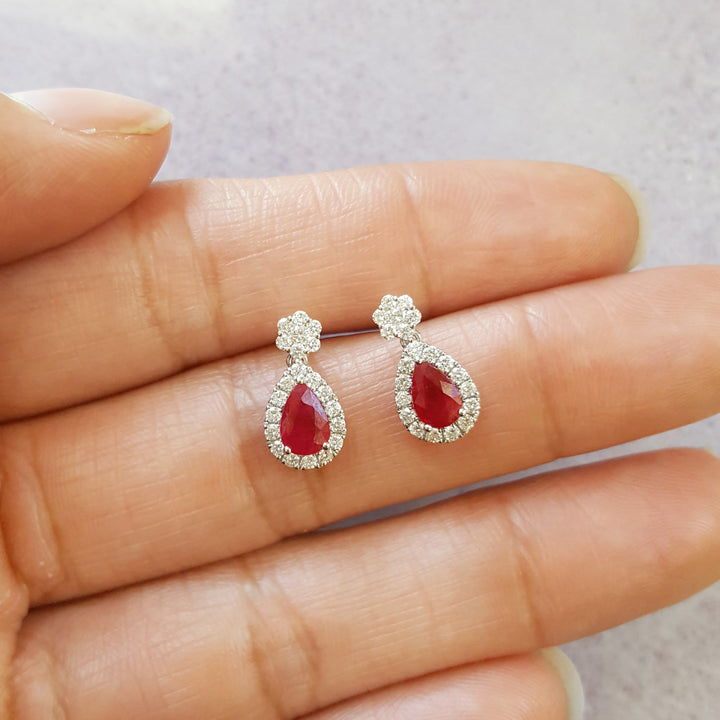 Cherry Red Ruby Stud Earrings