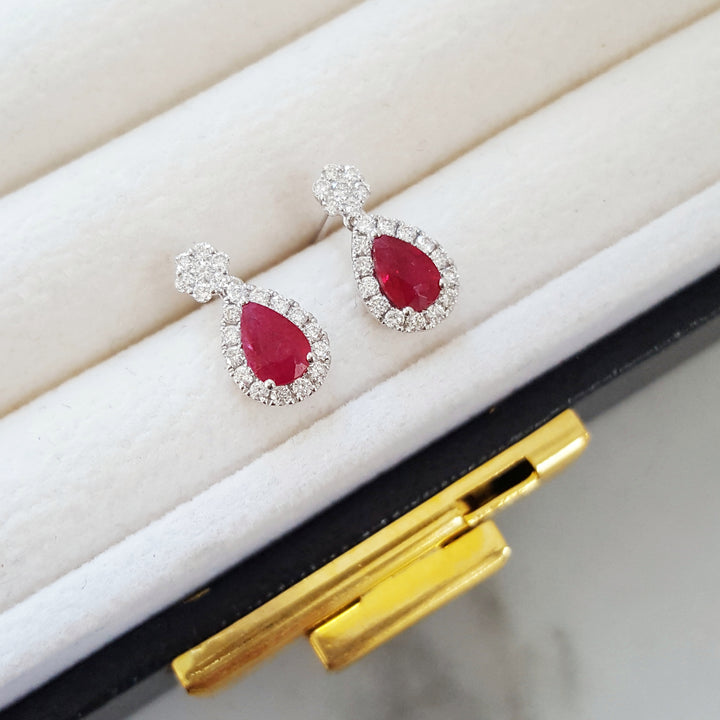 Cherry Red Ruby Stud Earrings