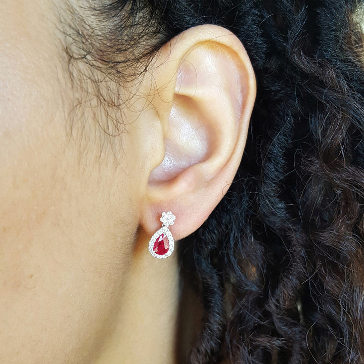 Cherry Red Ruby Stud Earrings