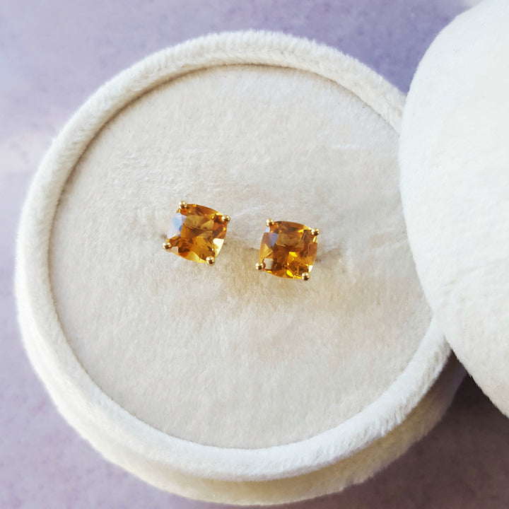 Cushioned Citrine Studs