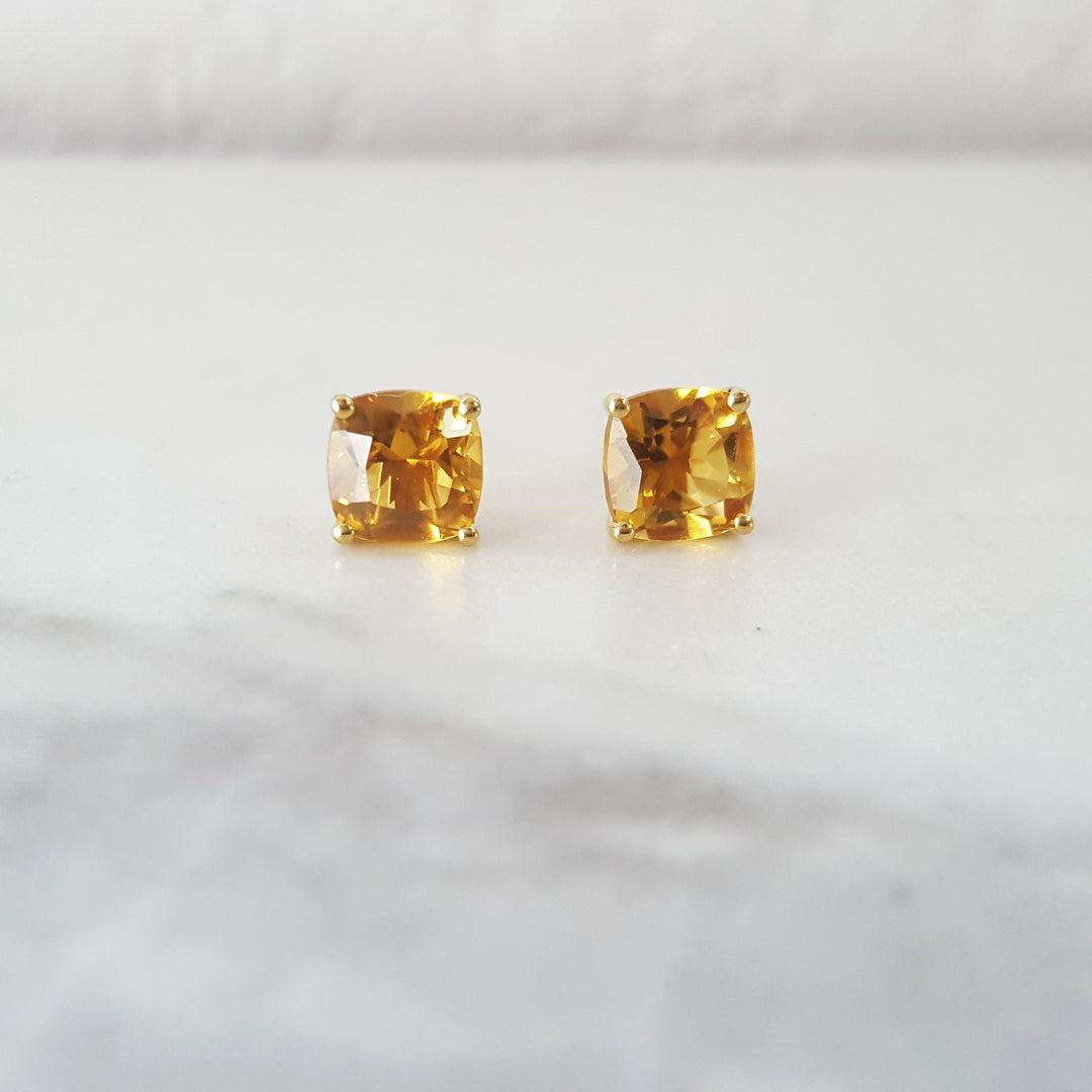 Cushioned Citrine Studs