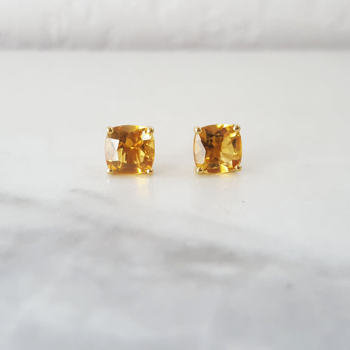 Cushioned Citrine Studs