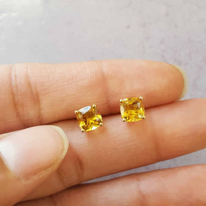 Cushioned Citrine Studs