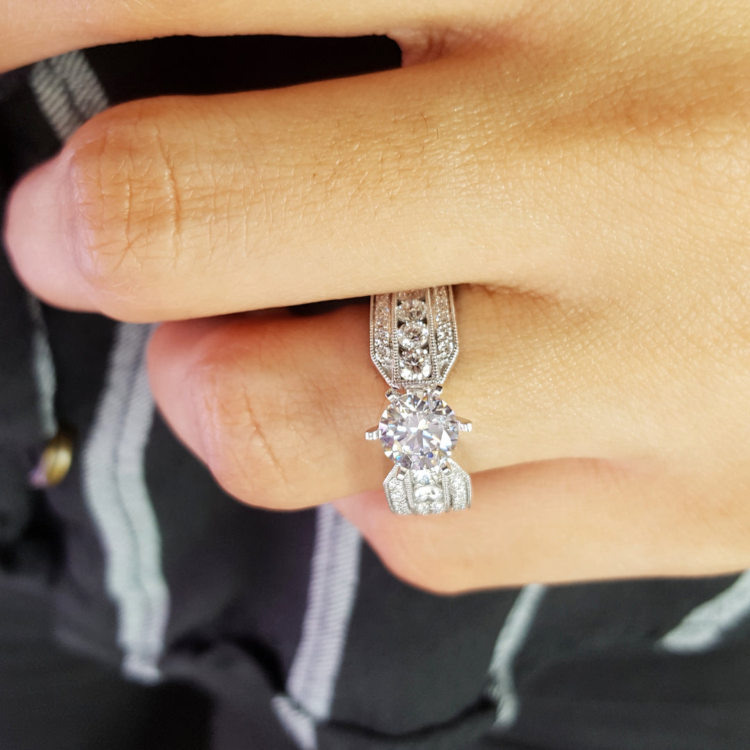 Triple Row Engagement Ring Semi Mount