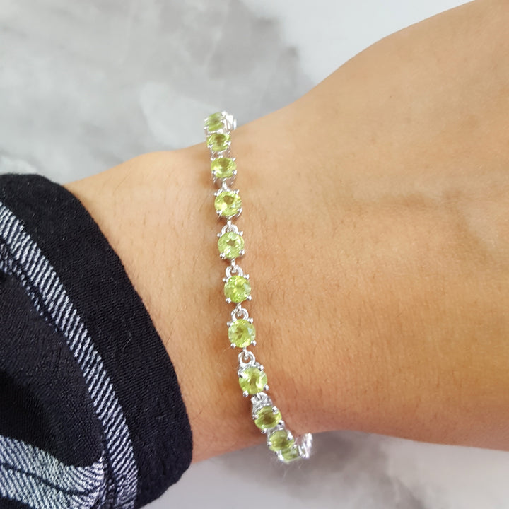 Arizona Peridot Silver Tennis Bracelet