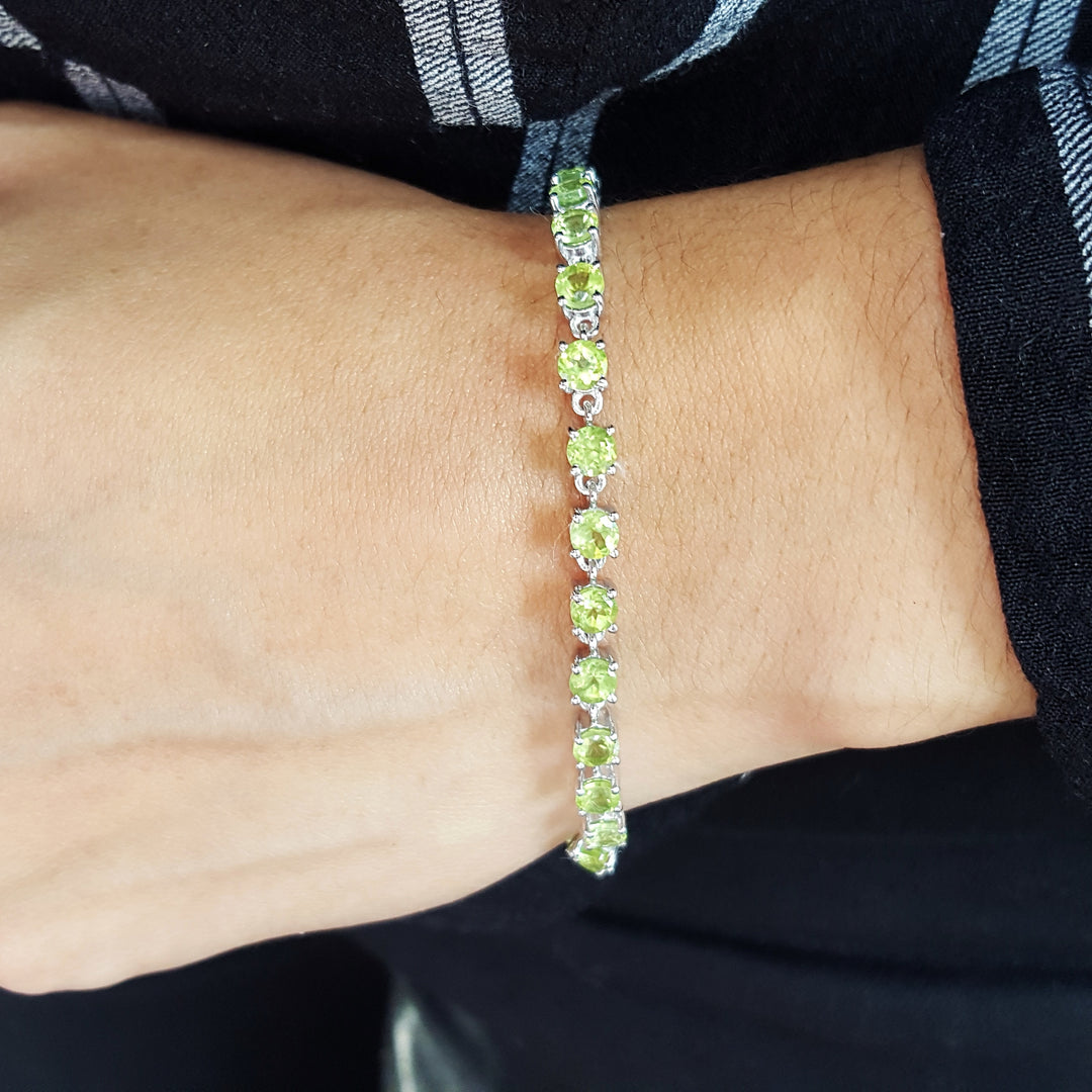 Arizona Peridot Silver Tennis Bracelet