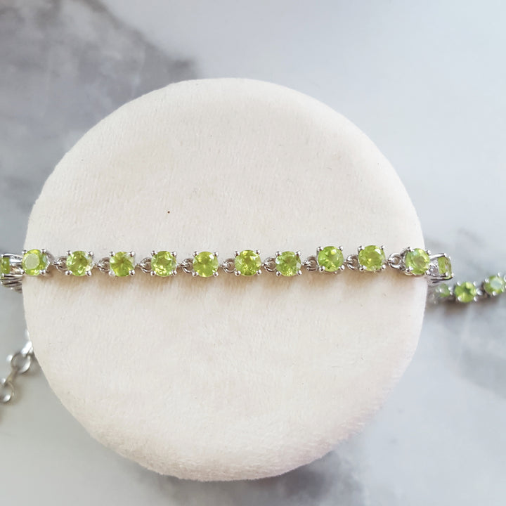 Arizona Peridot Silver Tennis Bracelet