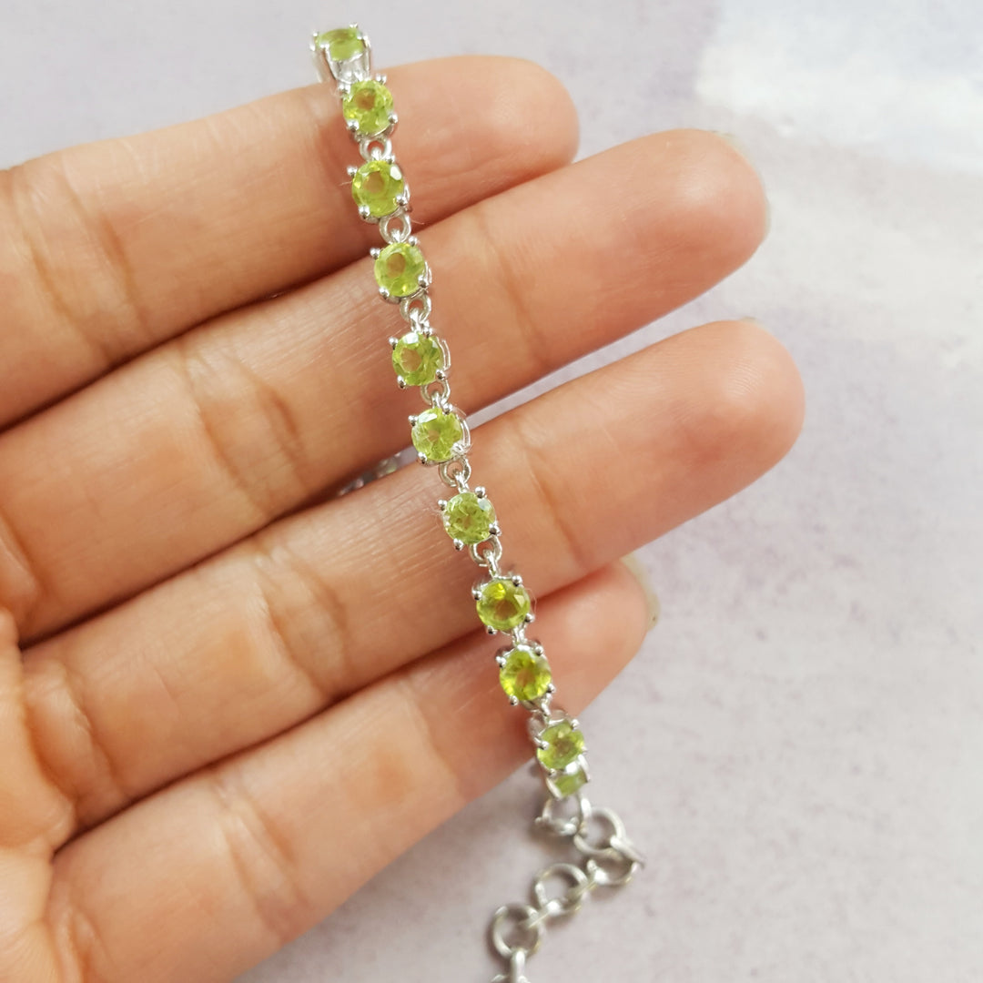 Arizona Peridot Silver Tennis Bracelet
