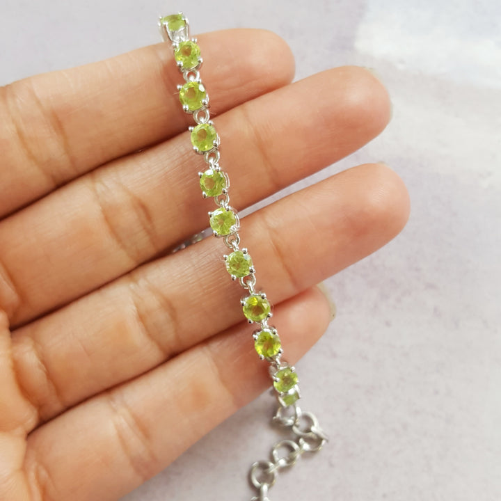 Arizona Peridot Silver Tennis Bracelet