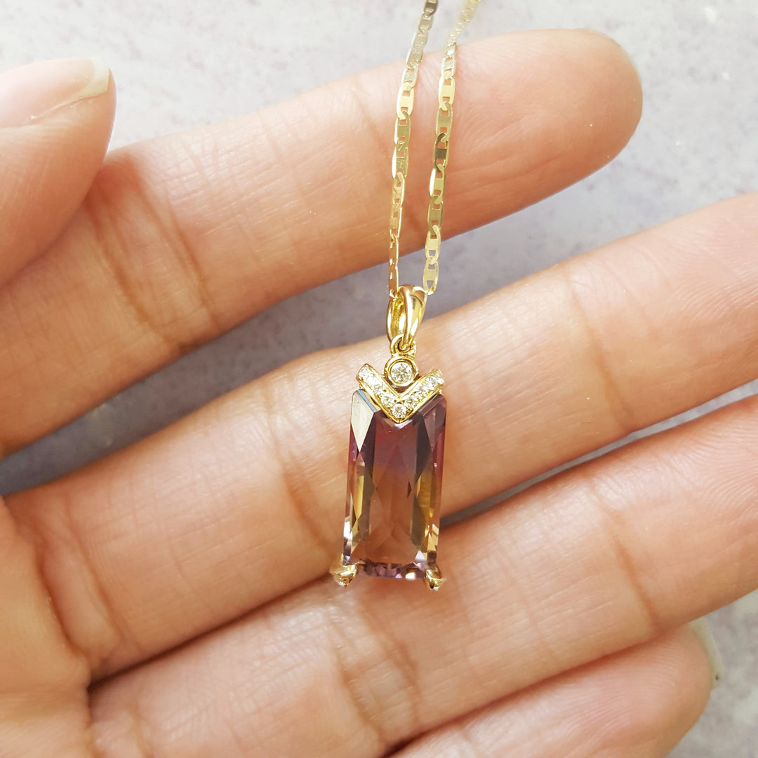Elegant Oblong Ametrine Pendant