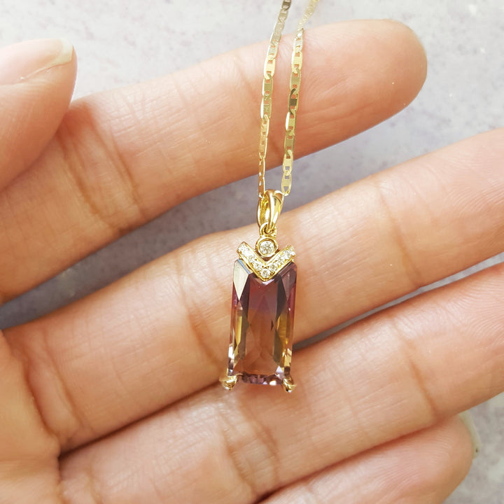 Elegant Oblong Ametrine Pendant