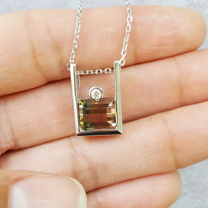 "New Horizons" 14K White Gold California Tourmaline Pendant