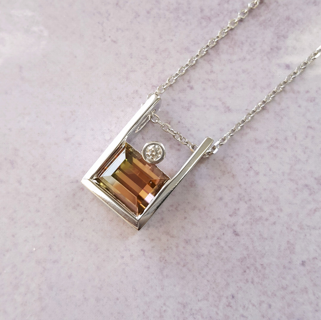 "New Horizons" 14K White Gold California Tourmaline Pendant
