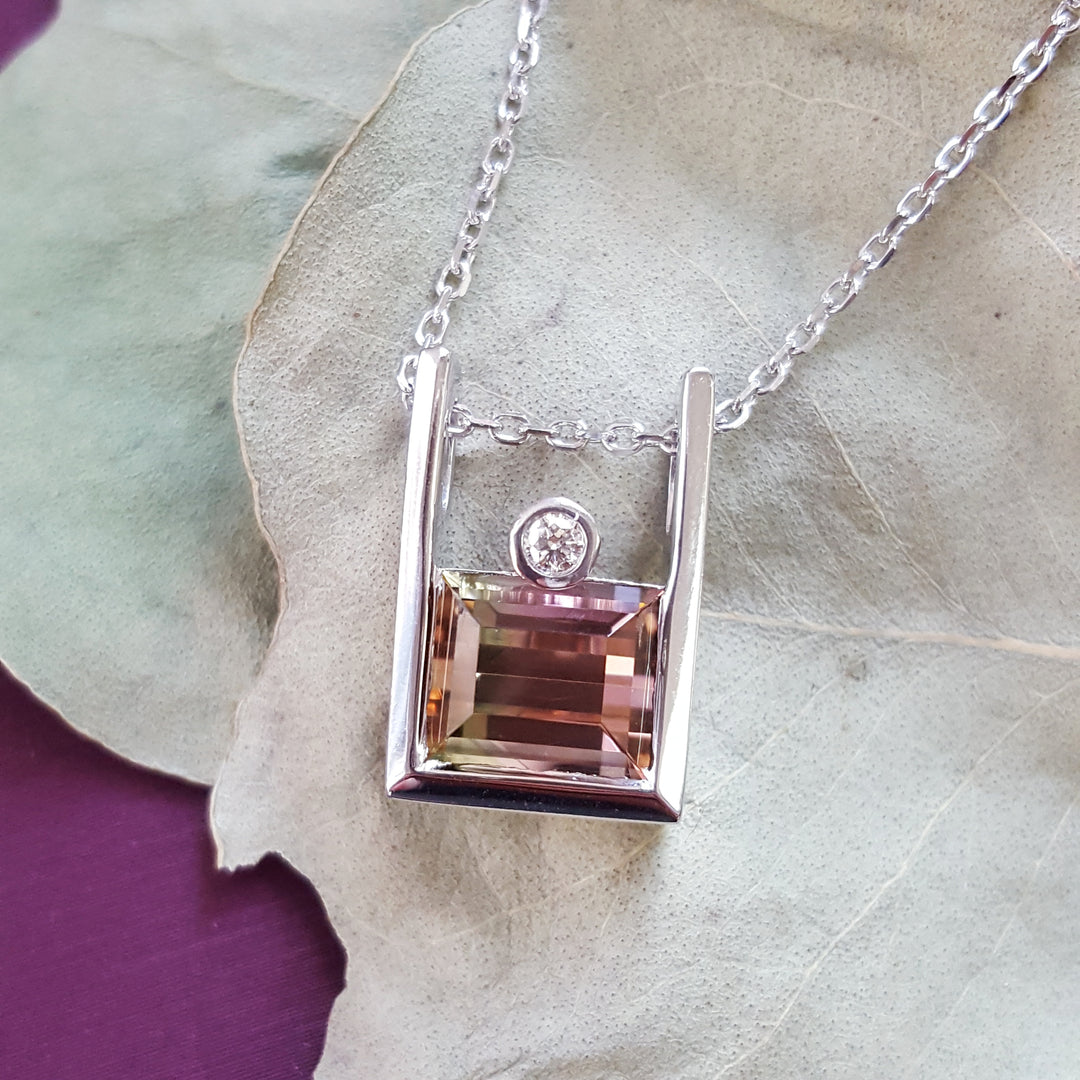 "New Horizons" 14K White Gold California Tourmaline Pendant