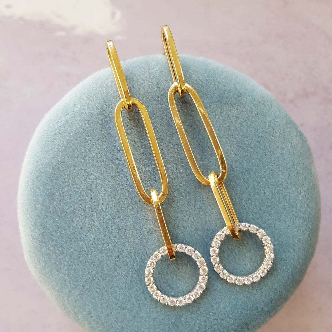 Modern Link Diamond Earrings