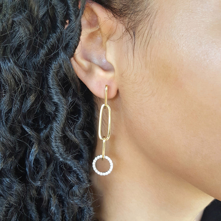 Modern Link Diamond Earrings