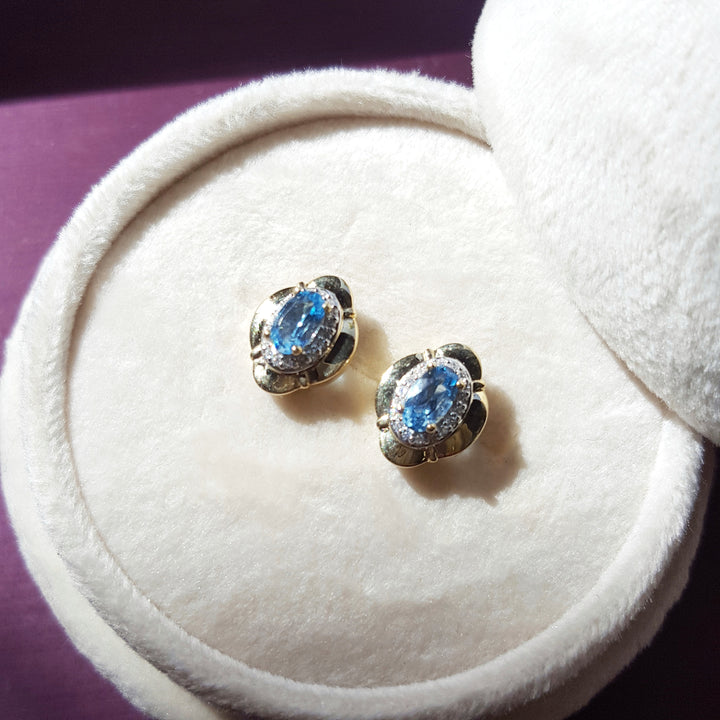Vintage Inspired Blue Topaz Studs