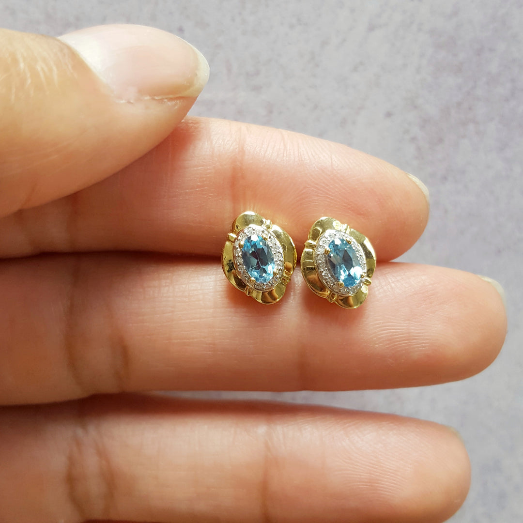 Vintage Inspired Blue Topaz Studs