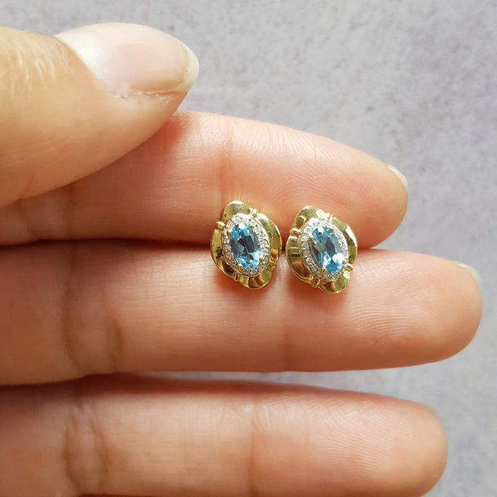 Vintage Inspired Blue Topaz Studs