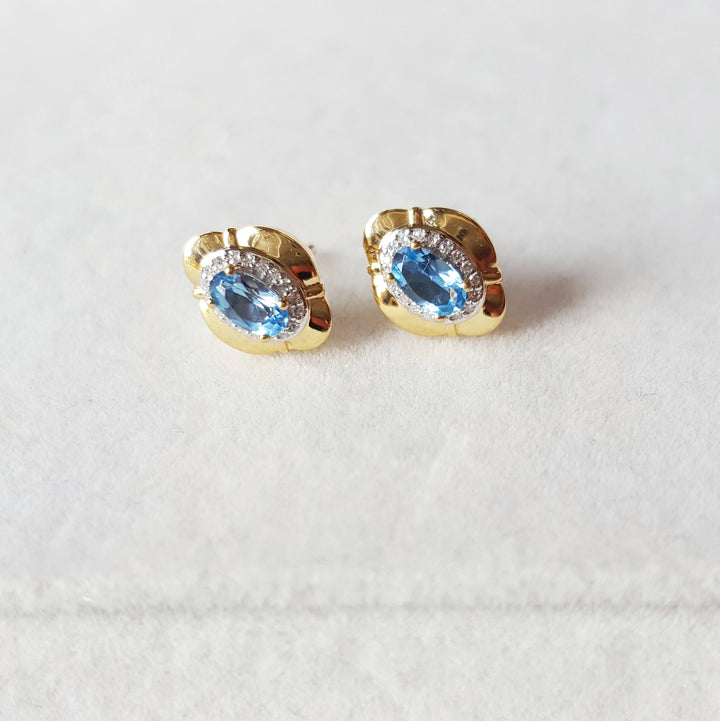 Vintage Inspired Blue Topaz Studs