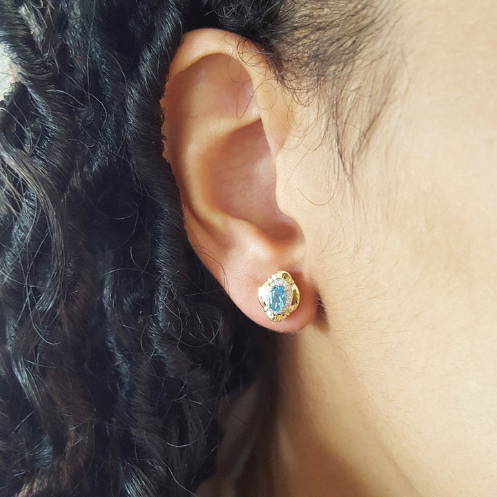 Vintage Inspired Blue Topaz Studs