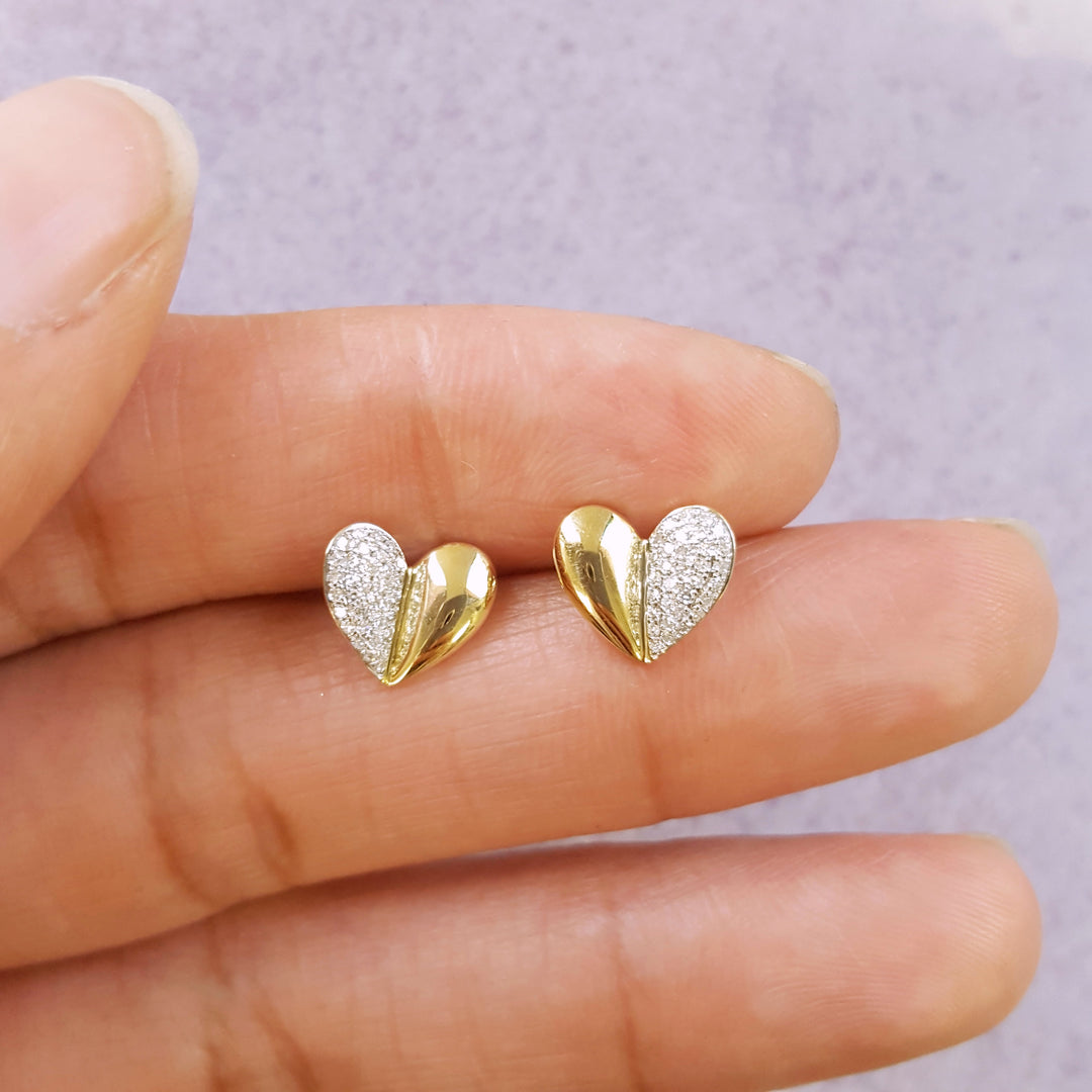 Pave Half Heart Studs