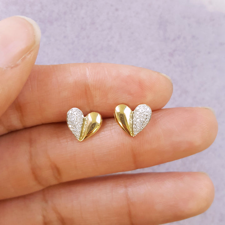 Pave Half Heart Studs