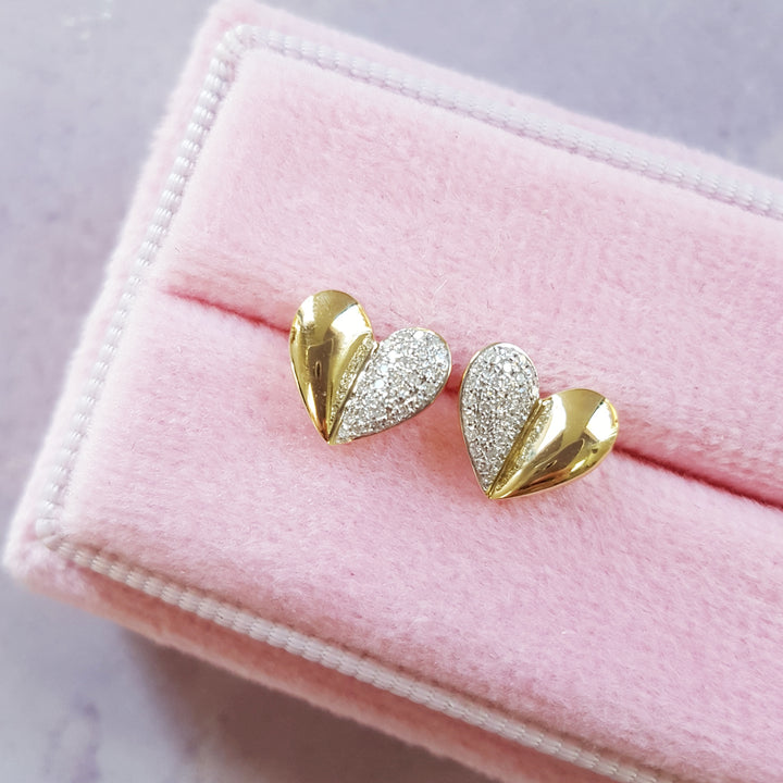 Pave Half Heart Studs