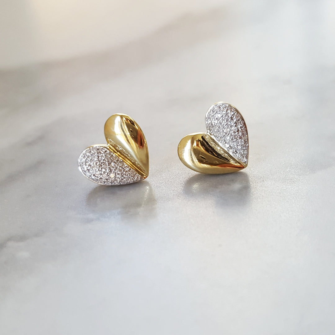 Pave Half Heart Studs