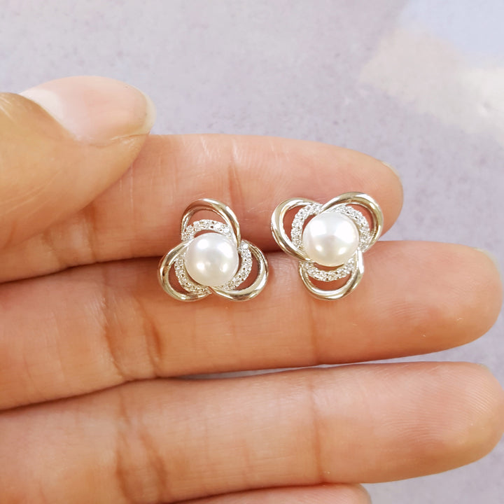 Trinity Pearl and Crystal Studs