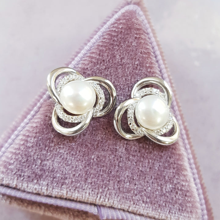 Trinity Pearl and Crystal Studs