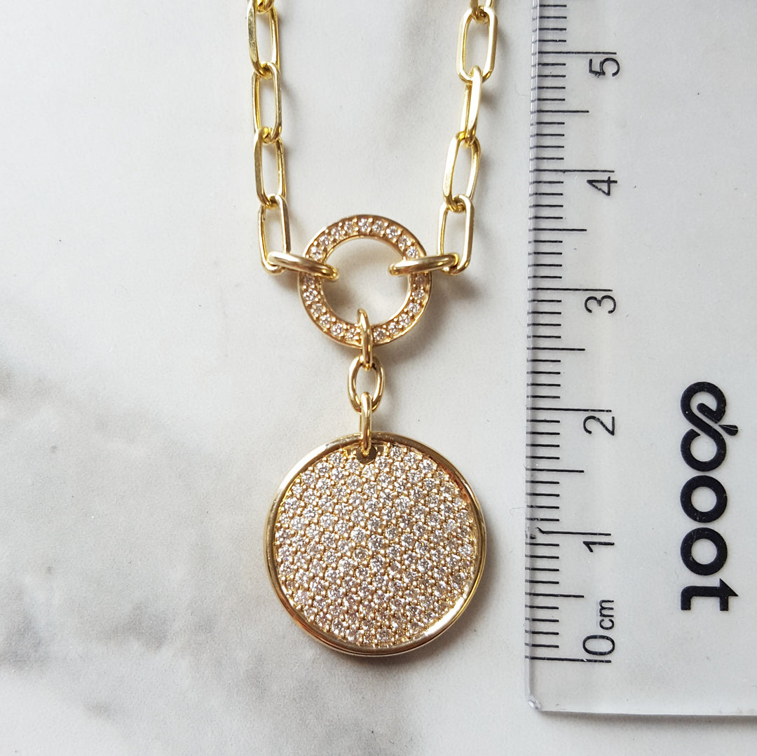 Pave Disc Necklace