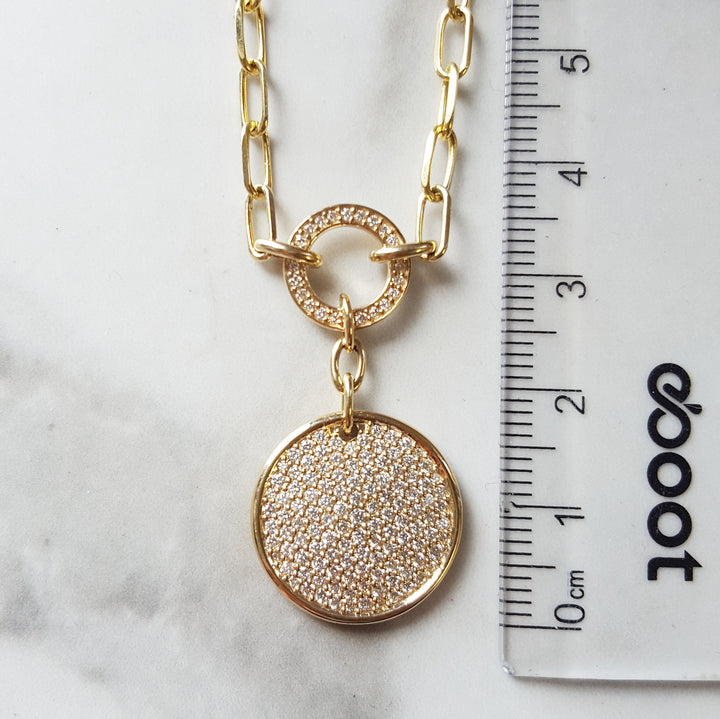 Pave Disc Necklace