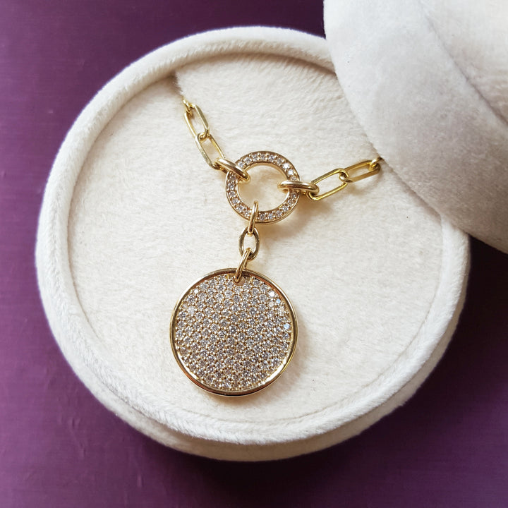 Pave Disc Necklace