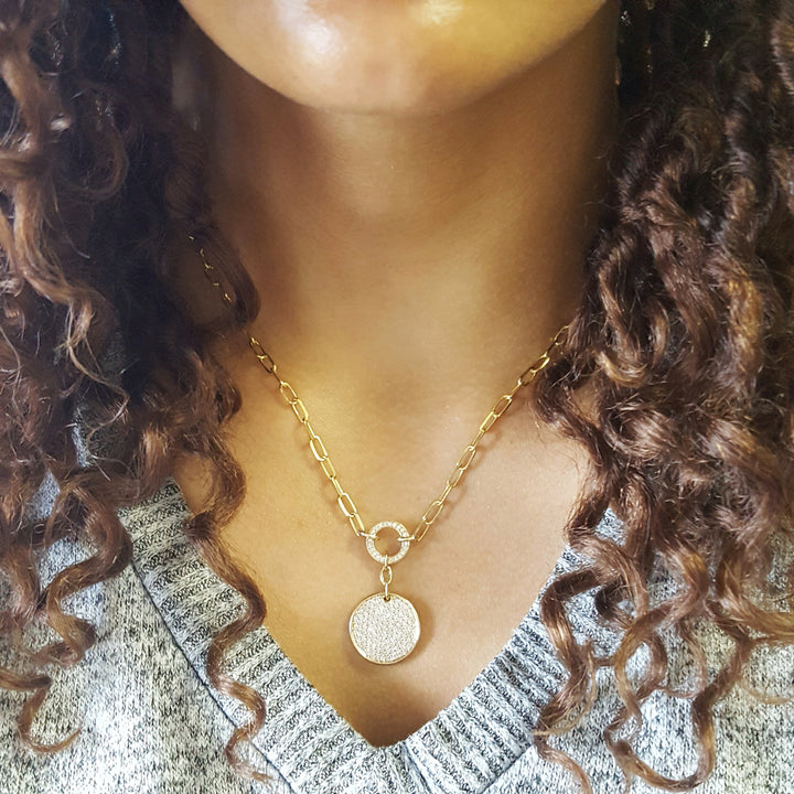 Pave Disc Necklace