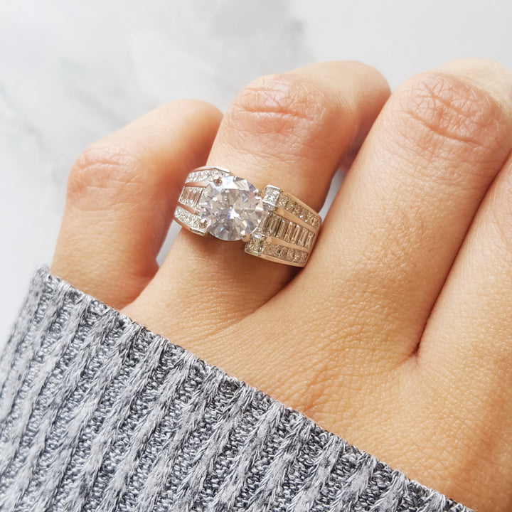 Wide Band Modern Engagement Ring