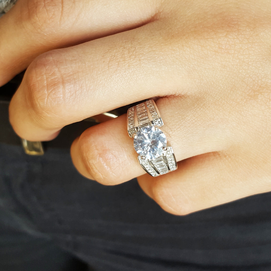 Wide Band Modern Engagement Ring