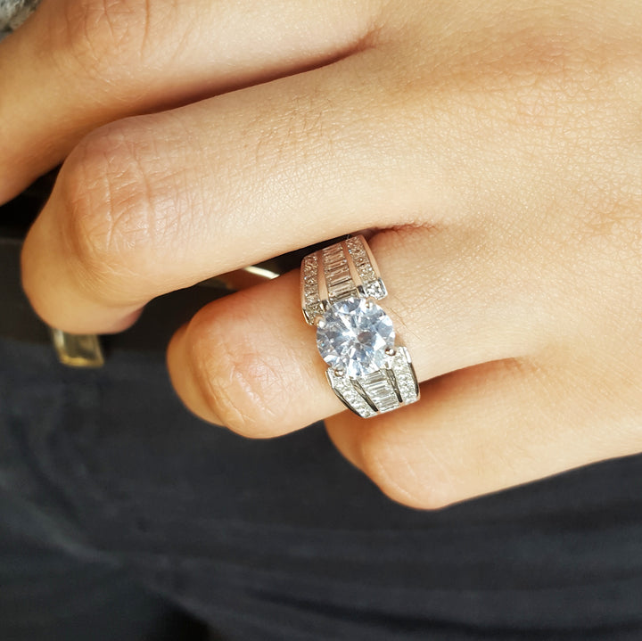 Wide Band Modern Engagement Ring