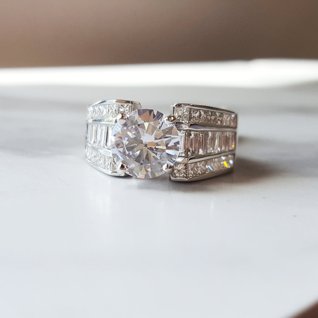 Wide Band Modern Engagement Ring - Main Image