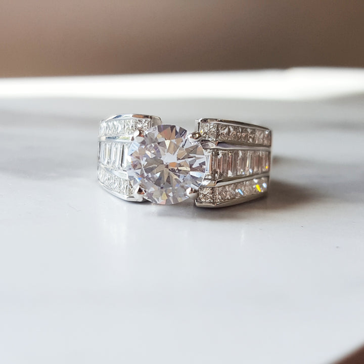 Wide Band Modern Engagement Ring