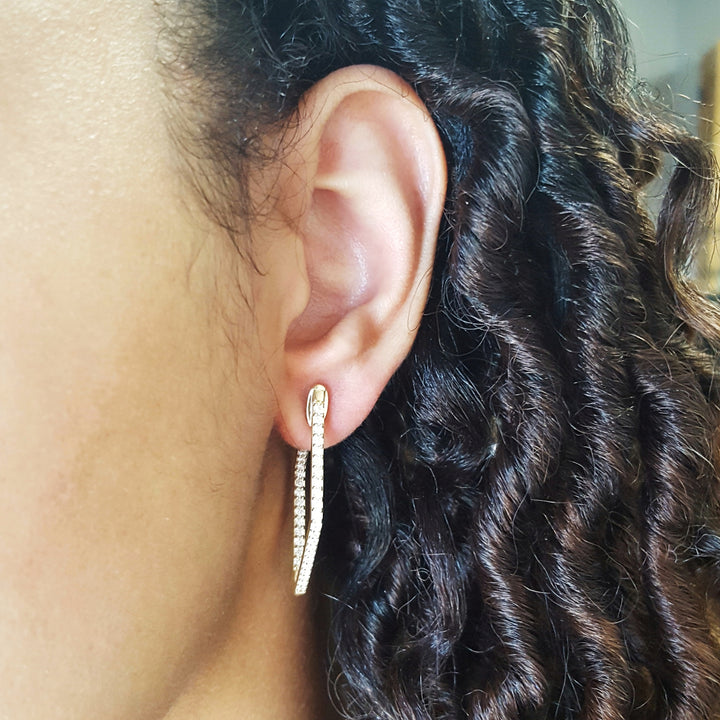 14KY Diamond Shape Geometric Hoop Earrings