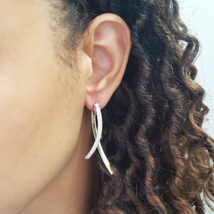 Two-Tone Ribbon Diamond Earrings