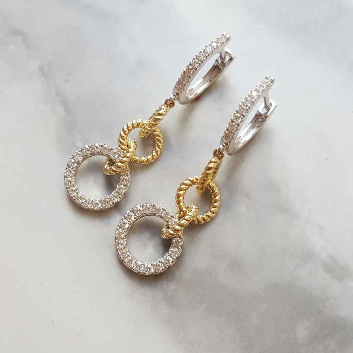 Two Tone Dangle Loop Earrings