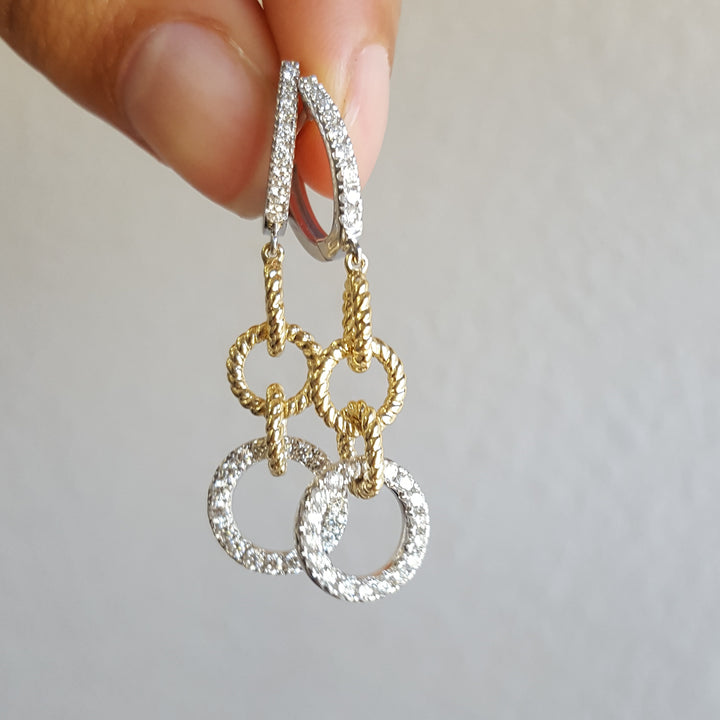Two Tone Dangle Loop Earrings