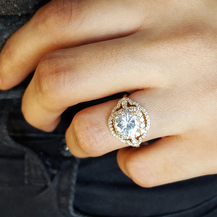 Intricate Halo Semi Mount Engagement Ring
