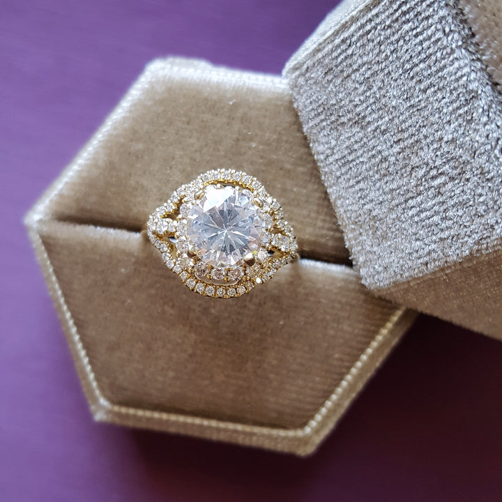 Intricate Halo Semi Mount Engagement Ring