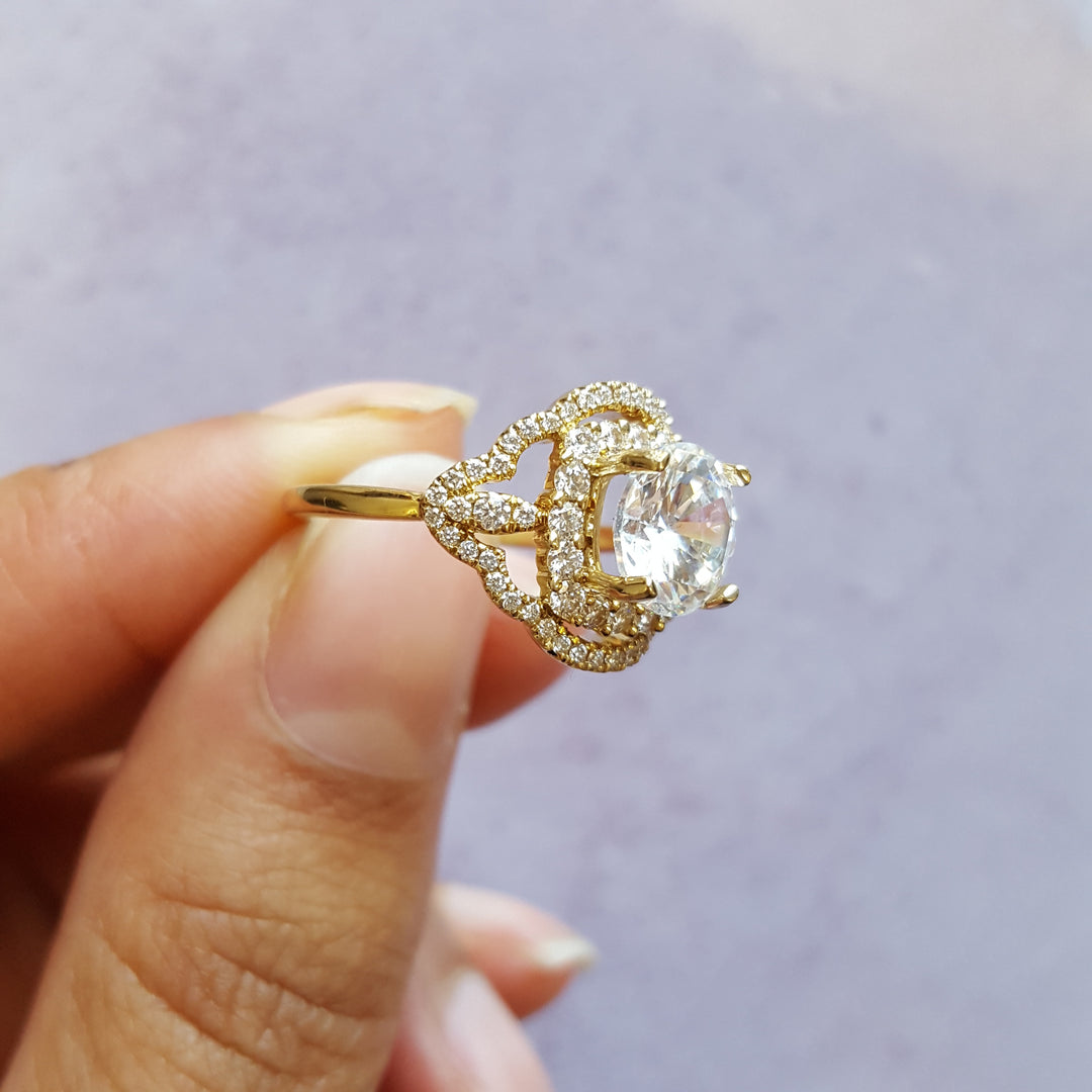 Intricate Halo Semi Mount Engagement Ring
